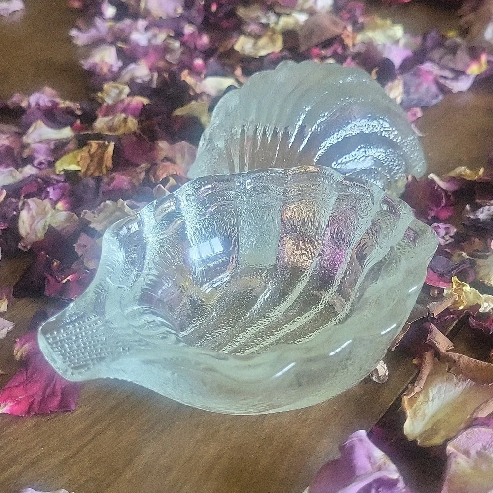 Glass Shell Trinket Dish Pair of Two